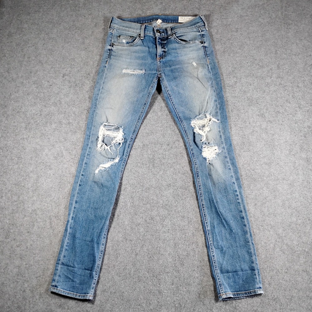 Rag & Bone‎ Dre Slim Boyfriend Jeans Carter Wash Distressed Ripped Size 25